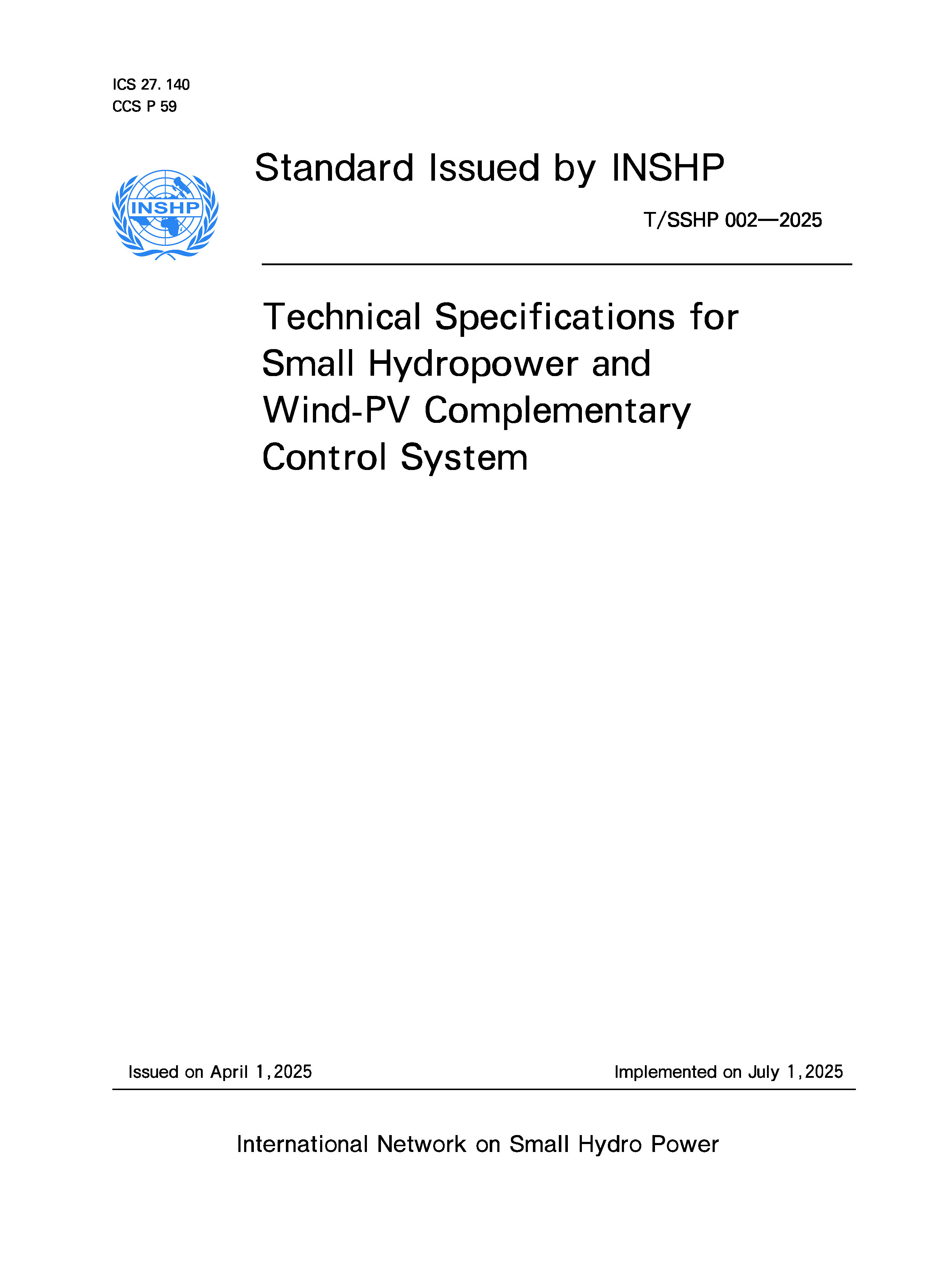 <b>T/SSHP002-2025Technical Conditions for Small Hydro-</b>